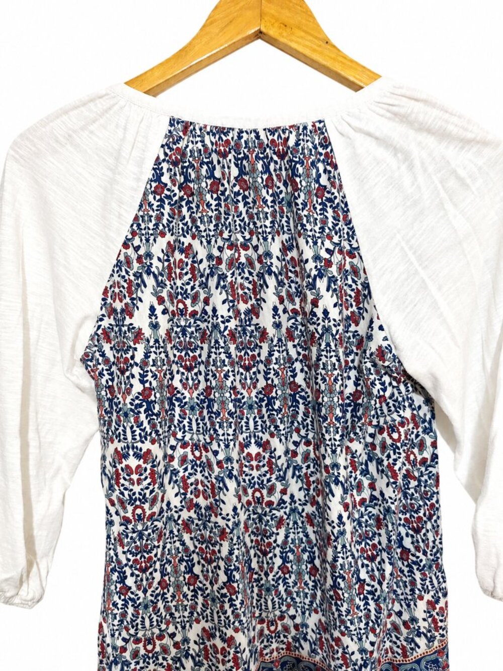 Vintage America XS Boho Floral Print 3/4 Sleeve Tunic Top - Picture 7 of 8